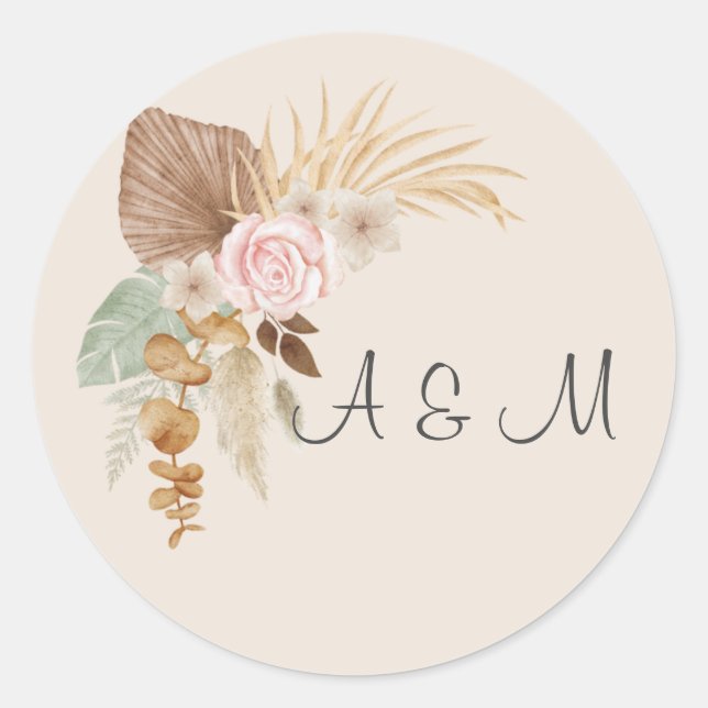 Sticker Rond Boho mariage en faveur emballage (Devant)