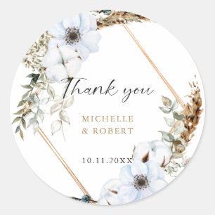 Sticker Rond Boho Mariage Frame Floral Mariage de automne Éléga