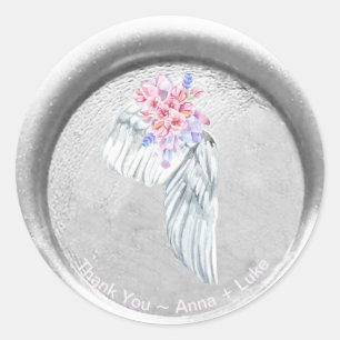 Sticker Rond *~* Boho MERCI Ange Aile Faux Cire Sceau