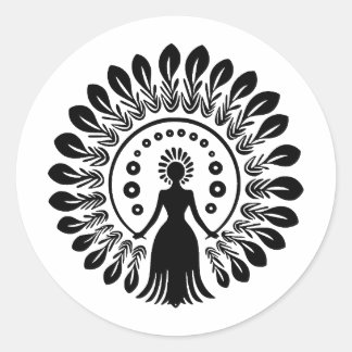 Sticker Rond Boho minimaliste noir et blanc
