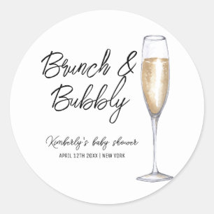 Sticker Rond Boho minimum Champagne Brunch Baby shower Bubbly