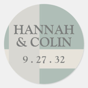 Sticker Rond Boho moderne Géométrique Abstraits Gris Vert