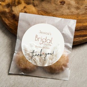 Sticker Rond Boho Neutral Fluffy Pampas Grass Fête des mariées