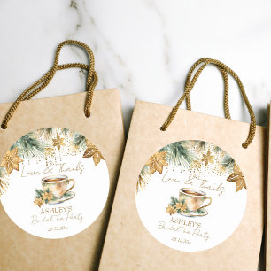 Sticker Rond Boho Noël fête prénuptiale d'hiver thé favori