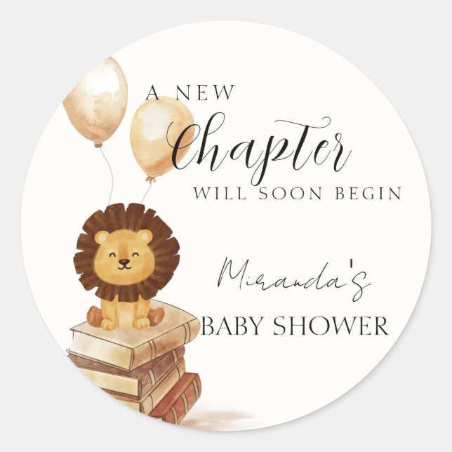 Sticker Rond Boho Nouveau chapitre Wild Lion Balloon Baby showe (Devant)