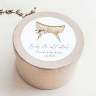 Sticker Rond Boho nursery hiver baby shower à feuillage persist