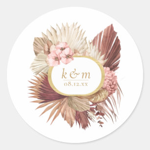 Sticker Rond Boho Oasis Mariage Floral Frame ID959