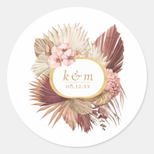 Sticker Rond Boho Oasis Mariage Floral Frame ID959