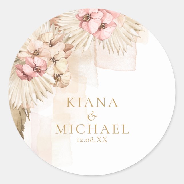 Sticker Rond Boho Oasis Mariage Floral ID959 (Devant)