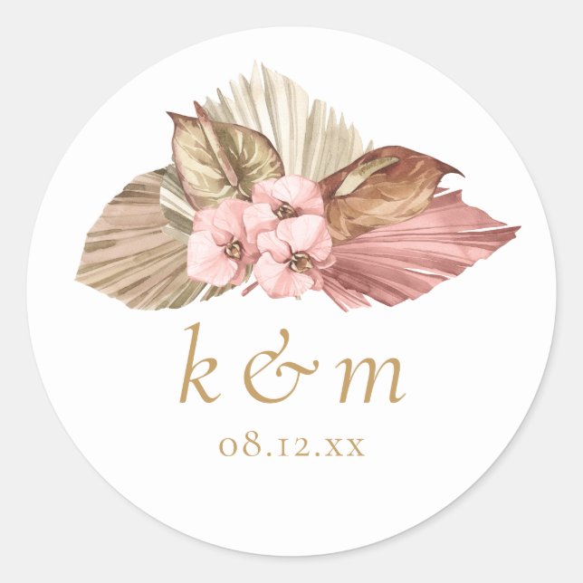 Sticker Rond Boho Oasis Mariage Floral ID959 (Devant)