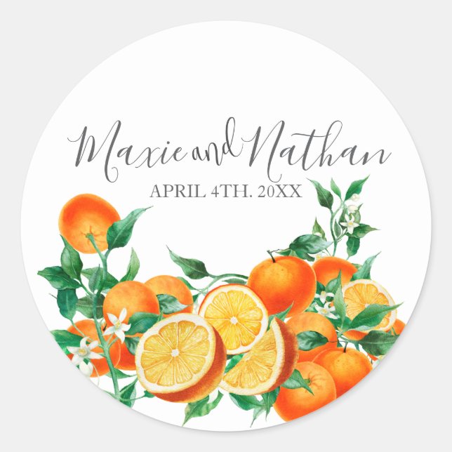Sticker Rond Boho Orange Blossom Mariage (Devant)