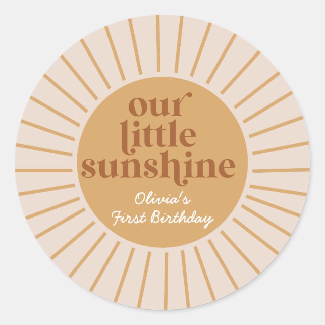 Sticker Rond Boho Our Little Sunshine Anniversaire (Devant)