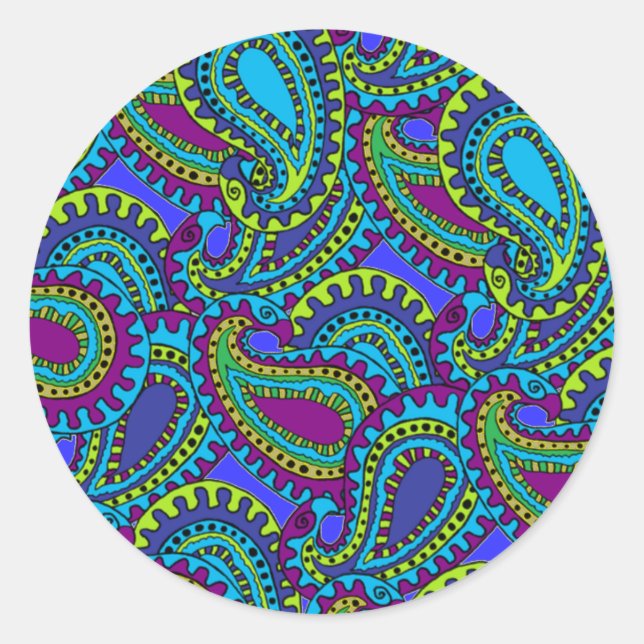 Sticker Rond Boho Paisley (Devant)