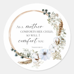 Sticker Rond Boho Pampas Grass Bible Verse Dieu Écriture Floral