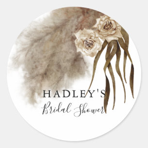 Sticker Rond Boho Pampas Grass Fall In Love Fête des mariées