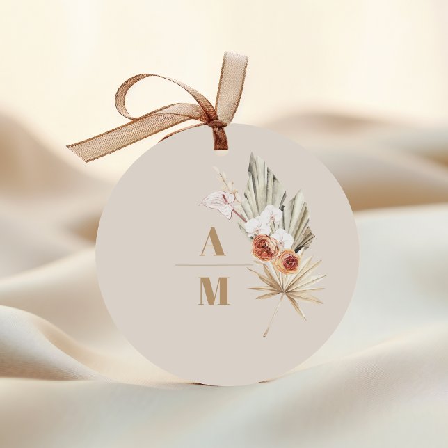 Sticker Rond Boho Pampass Mariage floral (Créateur téléchargé)