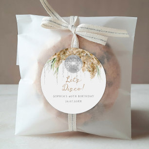 Sticker Rond Boho Papmas Grass Disco Ball Anniversaire