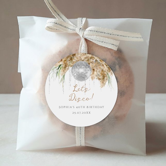 Sticker Rond Boho Papmas Grass Disco Ball Anniversaire (Créateur téléchargé)