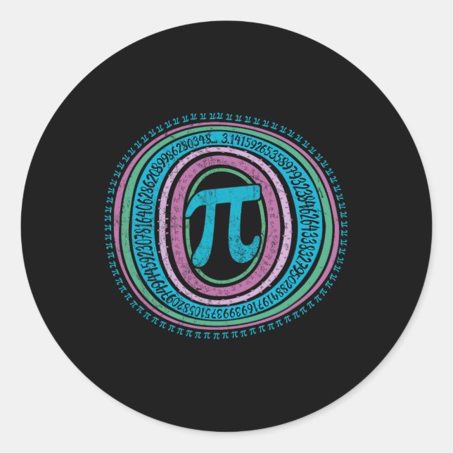 Sticker Rond Boho Pi Jour 3.14 Geek mathématique 2 (Devant)