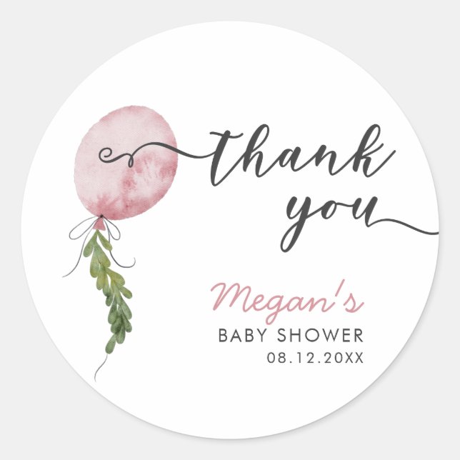 Sticker Rond Boho Pink Balloon Garland Baby shower Favoriser (Devant)