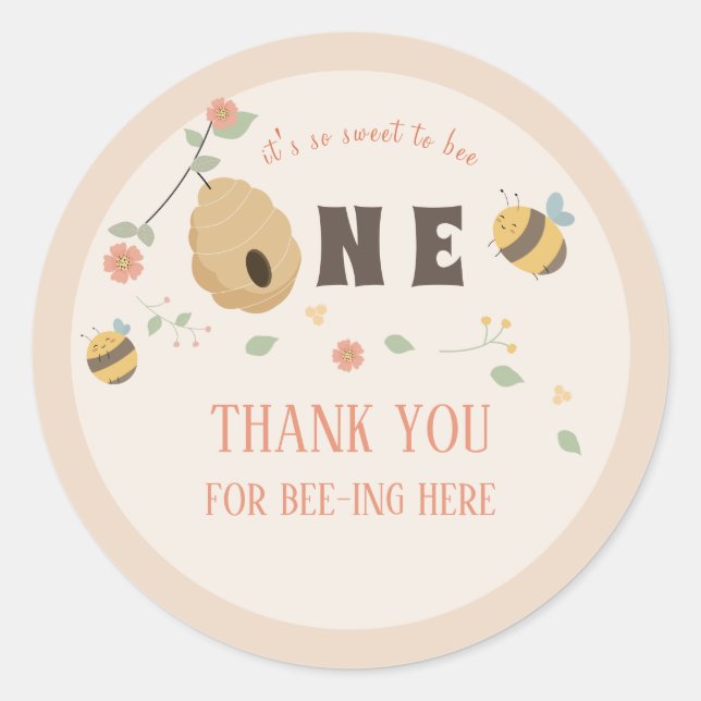 Sticker Rond Boho Premier jour d'abeille 1er anniversaire d'abe (Devant)
