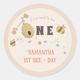 Sticker Rond Boho Premier jour d'abeille 1er anniversaire d'abe