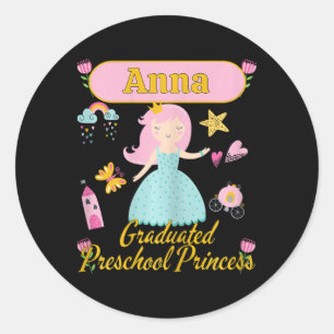 Sticker Rond Boho Princess Anna 2026 Personnalisé Préscolaire G