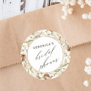 Sticker Rond Boho Protea Pampas Grass Fête des mariées Florale