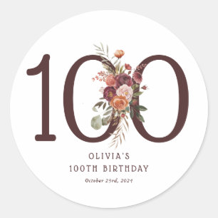Sticker Rond Boho Pumpkin Autumn Bloom 100e Anniversaire