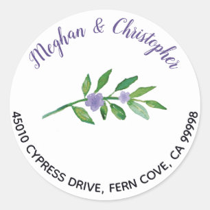 Sticker Rond Boho Purple Floral Retour Adresse Enveloppe Sceau