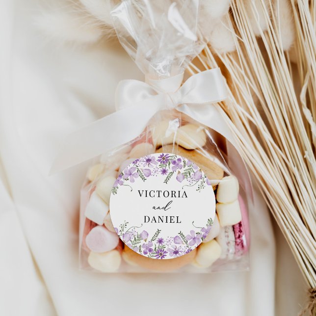 Sticker Rond Boho Purple Wedding Favors (Créateur téléchargé)