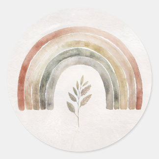 Sticker Rond Boho Rainbow Botanical Watercolor