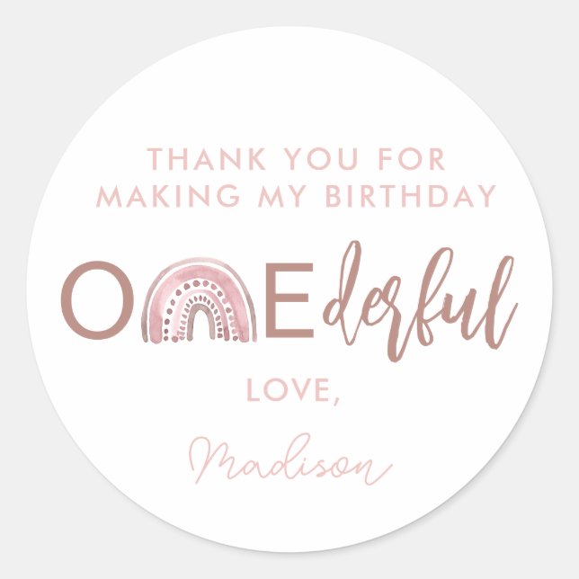 Sticker Rond Boho Rainbow Girl Onederful Merci (Devant)