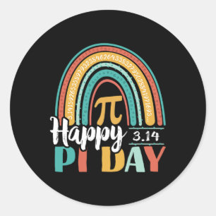 Sticker Rond Boho Rainbow Happy Pi Day 3.14 Math Geek