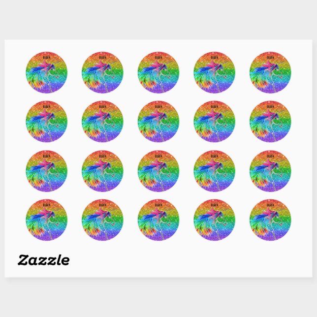 Sticker Rond Boho Rainbow mignonne Parties scintillant filles U (Feuille)