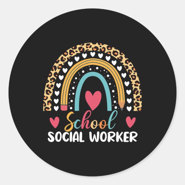 Sticker Rond Boho Rainbow School Social Worker (Devant)