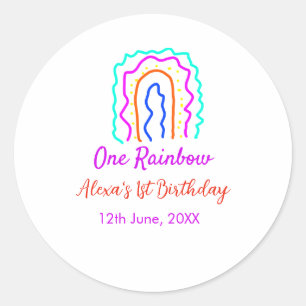 Sticker Rond Boho Rainbow un anniversaire enfants brillant rétr