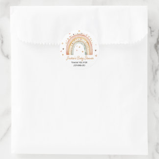 Sticker Rond Boho Rainbow Watercolor Baby shower