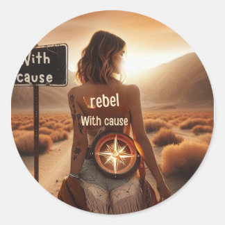 Sticker Rond Boho Rebel With Cause – Desert Woman