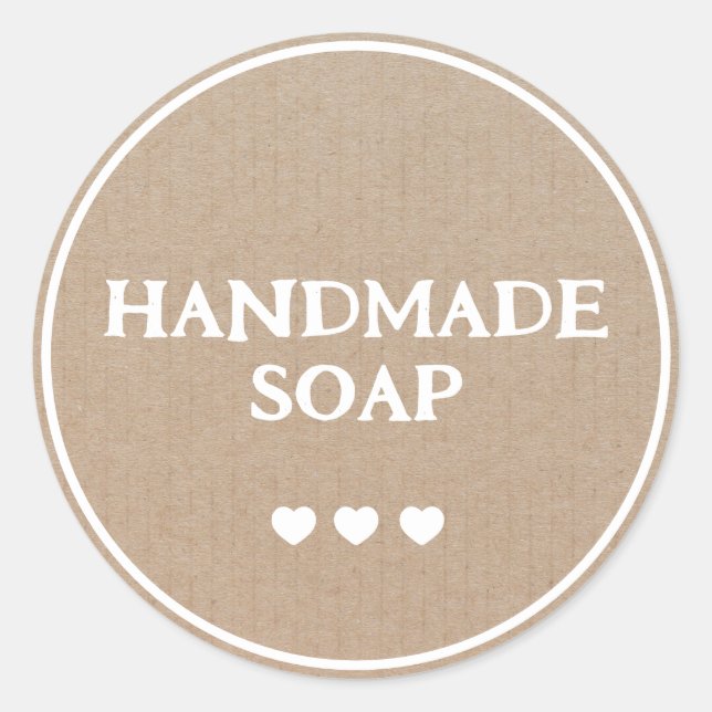 Sticker Rond Boho Retro Brown papier Kraft à savon artisanal (Devant)