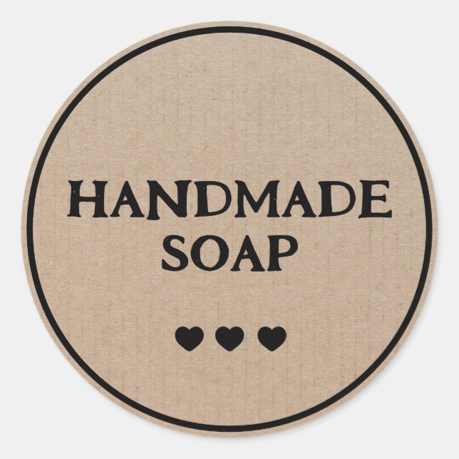 Sticker Rond Boho Retro Brown papier Kraft à savon artisanal (Devant)