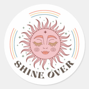 Sticker Rond Boho Retro Sun Shine