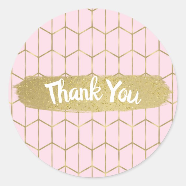 Sticker Rond Boho Rose Hexagone Or Géométrique Glam Douce 16 (Devant)
