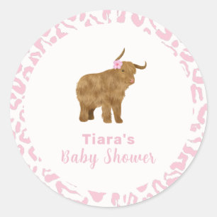 Sticker Rond Boho rose mignon Sainte vache Floral Girl Baby sho