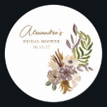 Sticker Rond Boho Rustic Nature Botanique Fête des mariées pers<br><div class="desc">Boho Rustique Dusty Purple Nature Botanique Terme Personnalisé Fête des mariées Classic Sticker Rond</div>