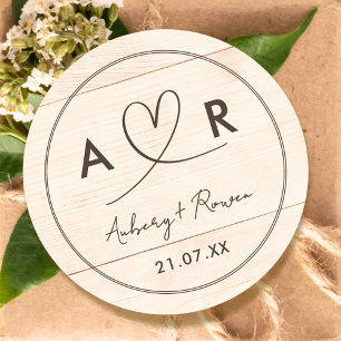 Sticker Rond Boho rustique Neutre Boho Bois look jolie Script C