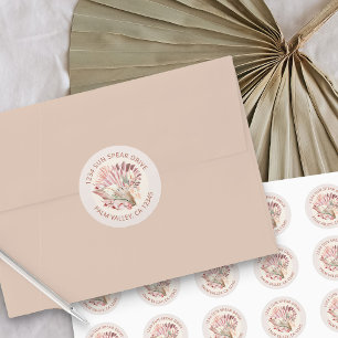 Sticker Rond Boho séché Palm Tropical Foliage Adresse de retour