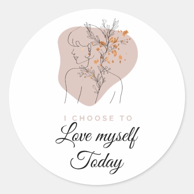 Sticker Rond Boho Self Love Feminine Affirmation Citations (Devant)
