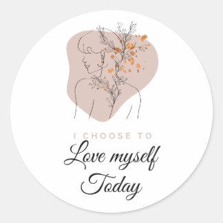 Sticker Rond Boho Self Love Feminine Affirmation Citations