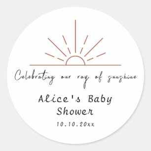 Sticker Rond Boho Soleil Merci Baby Shower Anniversaire